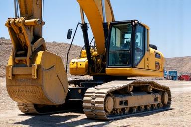 Large quarry excavator looking newly cleaned and free of mineral residue